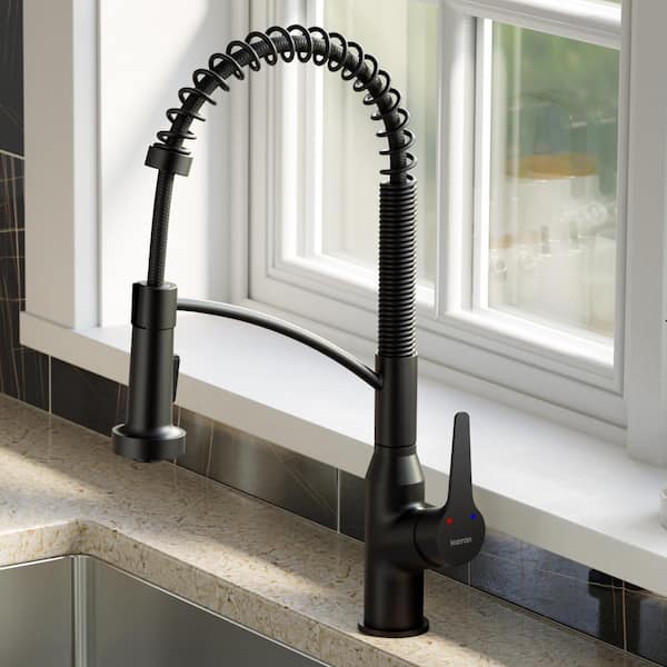 Scottsdale Single Handle Pull Down Sprayer Kitchen Faucet in Matte Black