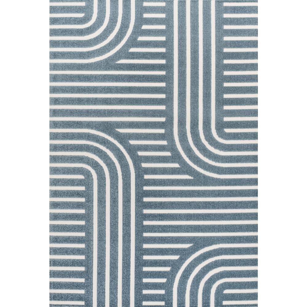Navy and Cream Synthetic Stripe 3 ft. x 5 ft. Area Rug