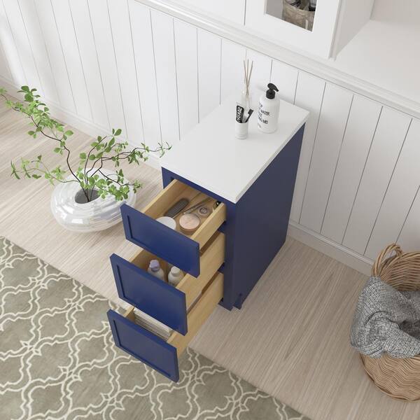 Vanity Art 12 in. W. x 21 in. D x 32.5 in. H 3-Drawers Bath Vanity Cabinet Only in Blue Vanity Art 12 in. W. x 21 in. D x 32.5 in. H 3-Drawers Bath Vanity Cabinet Only in Blue
