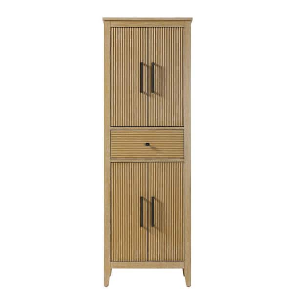 24 in. W x 18 in. D x 72 in. H Beige Freestanding Linen Cabinet