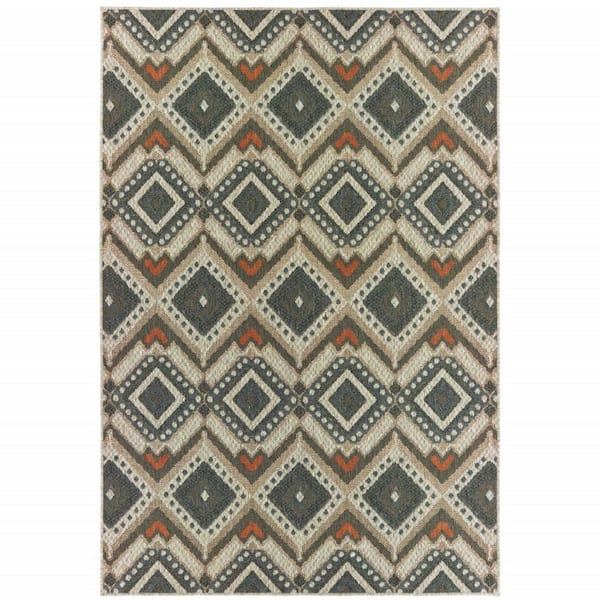 Gray 8 ft. x 10 ft. Loomed Polypropylene Rectangle Indoor/Outdoor Area Rug
