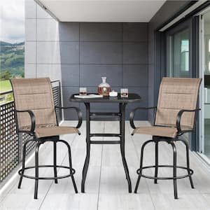 Texteline Swivel Metal Outdoor Bar Stool of 2 Chairs Included