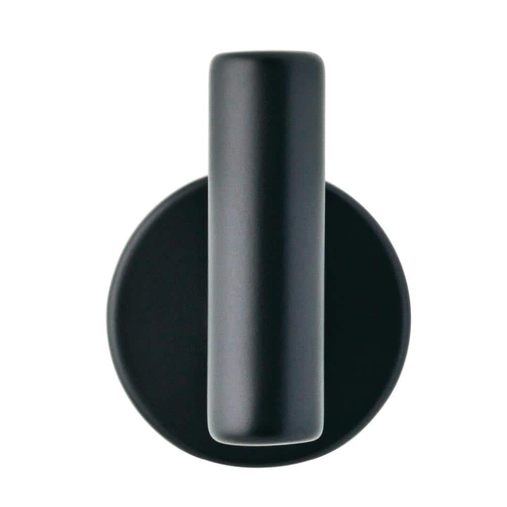 Flat Black Metal Single Post Hook for Coats and Hats