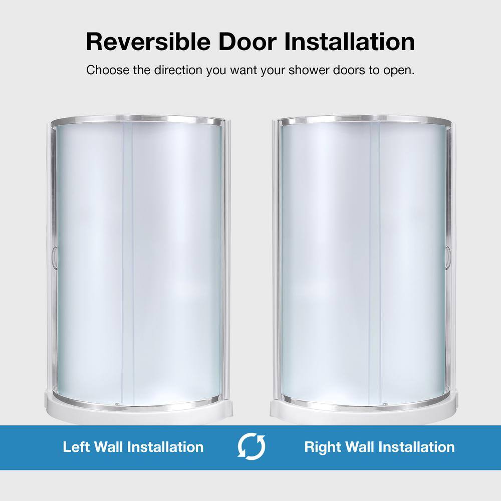 36 in. Frosted Glass Corner Shower Kit with Chrome Finish