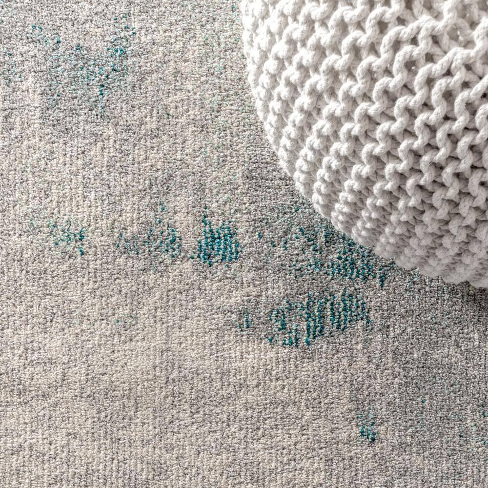 Serene Waters Abstract Cream/Blue Synthetic 3x5 Area Rug