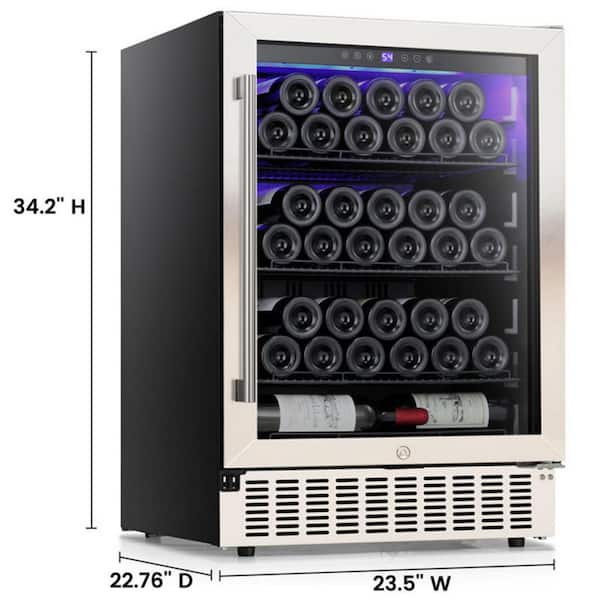23.4 in. Single Zone 46-Bottle or 152 Can Built-in and Freestanding Beverage and Wine Cooler in Stainless Steel Silver