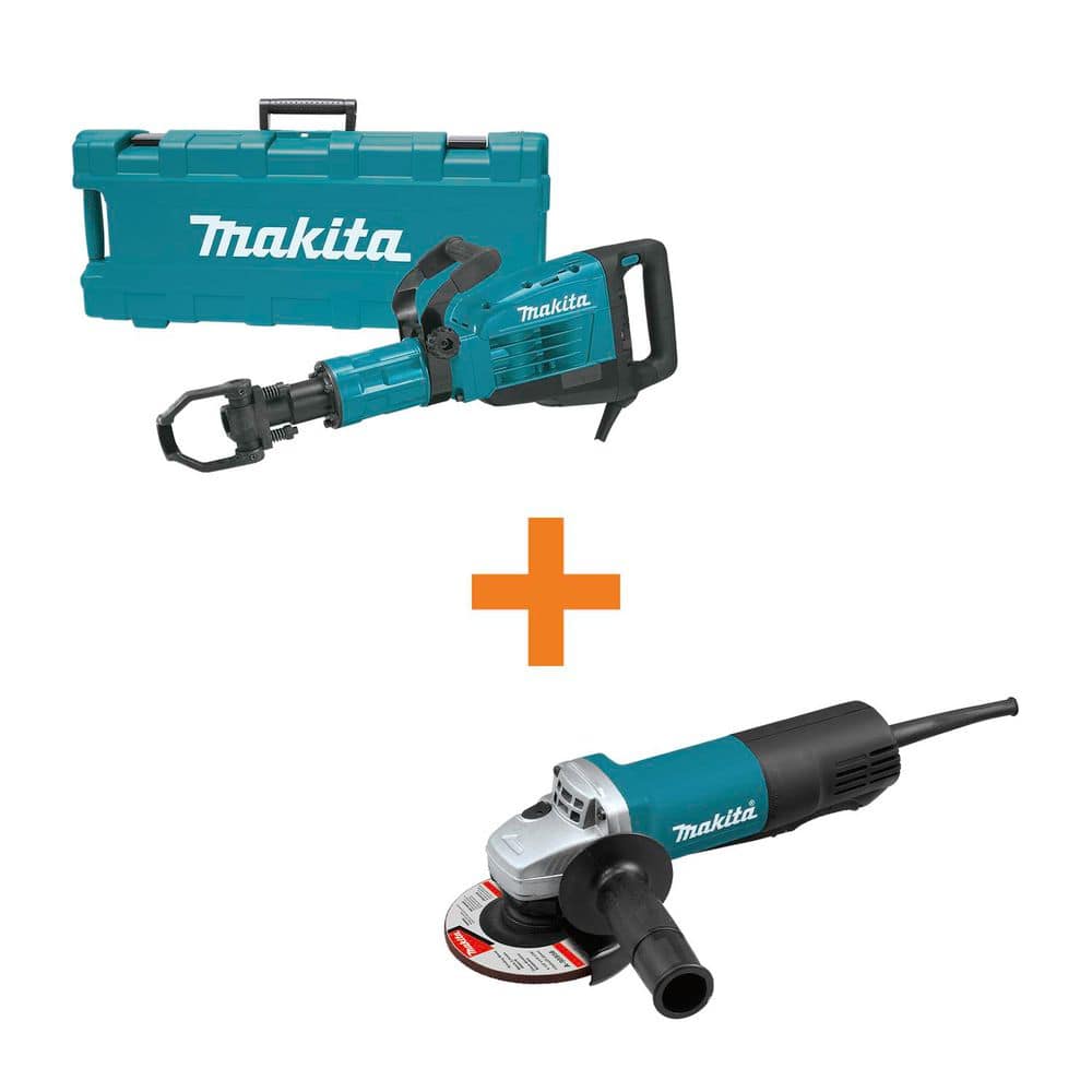 Makita 14 Amp 1-1/8 in. Hex Corded 35 lb. 14.64 in wide Demolition Hammer with 4-1/2 in. Corded Paddle Switch Angle Grinder