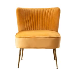 Trinity 25 in. Mustard Velvet Channel Tufted Accent Chair
