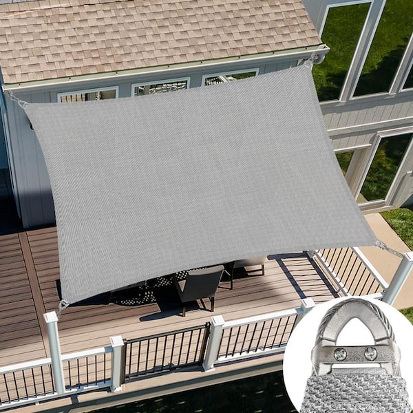20 ft. x 20 ft. Light Gray Square Heavy Weight Sun Shade Sail with A Ring Steel Wire and UV Blockage