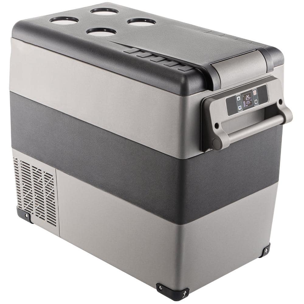 58 Qt Dual Zone Portable Car Refrigerator Freezer, 12/24V DC and 110-240V AC Compressor Cooler for RV