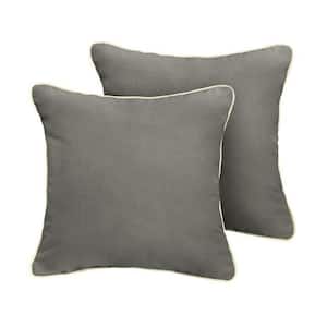 Sunbrella Canvas Charcoal Outdoor Corded Throw Pillows (2-Pack)