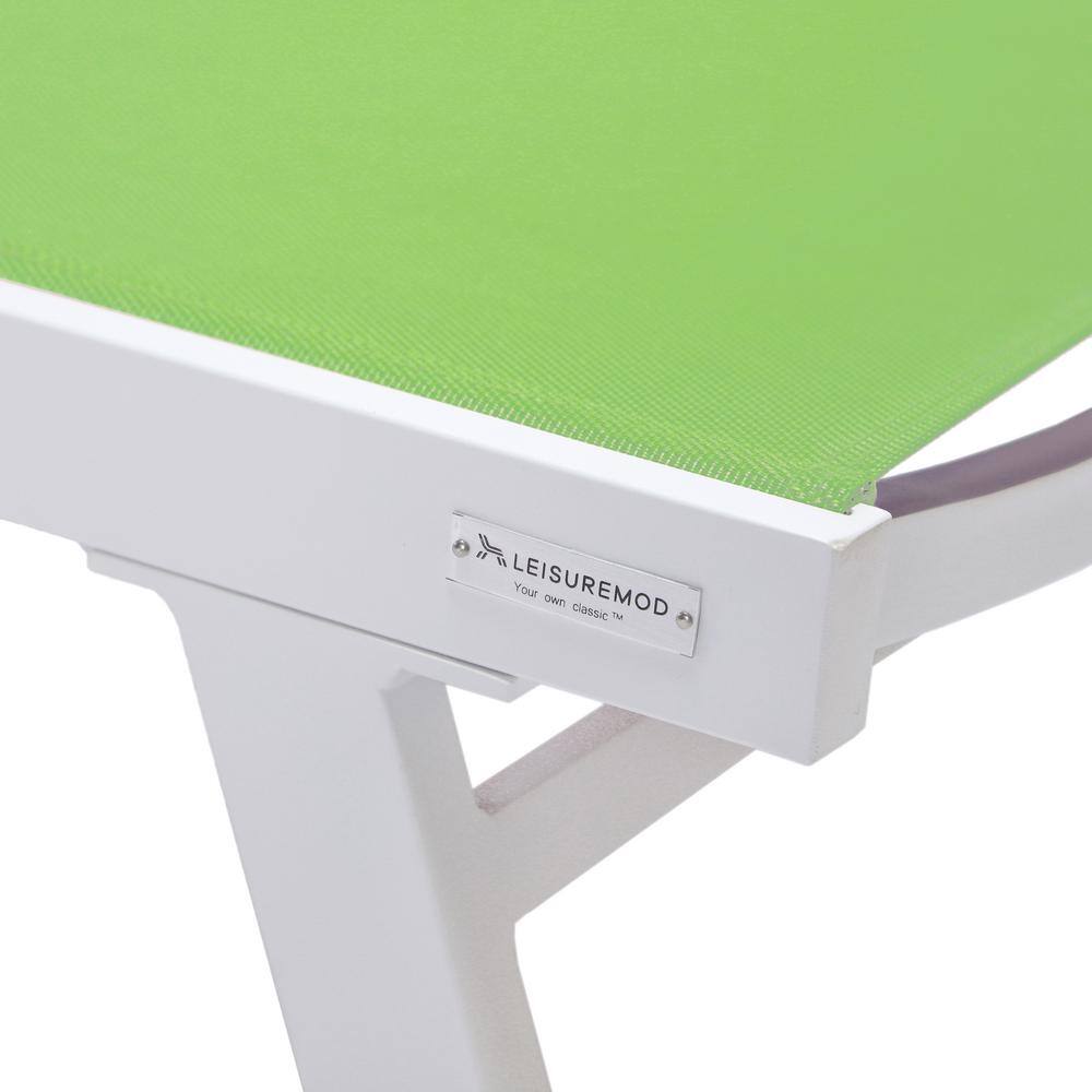 Green Aluminum Patio Chaise Lounge Chair with Armrests