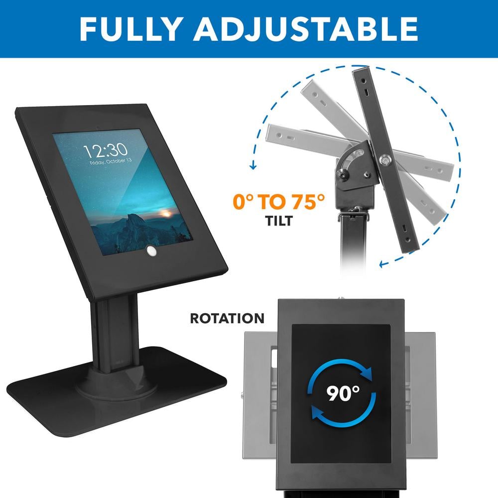 Black Anti-Theft Locking Tablet Kiosk Stand for iPad