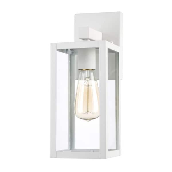 Martin 13 in. 1-Light White Hardwired Outdoor Wall Lantern Sconce with No Bulbs Included