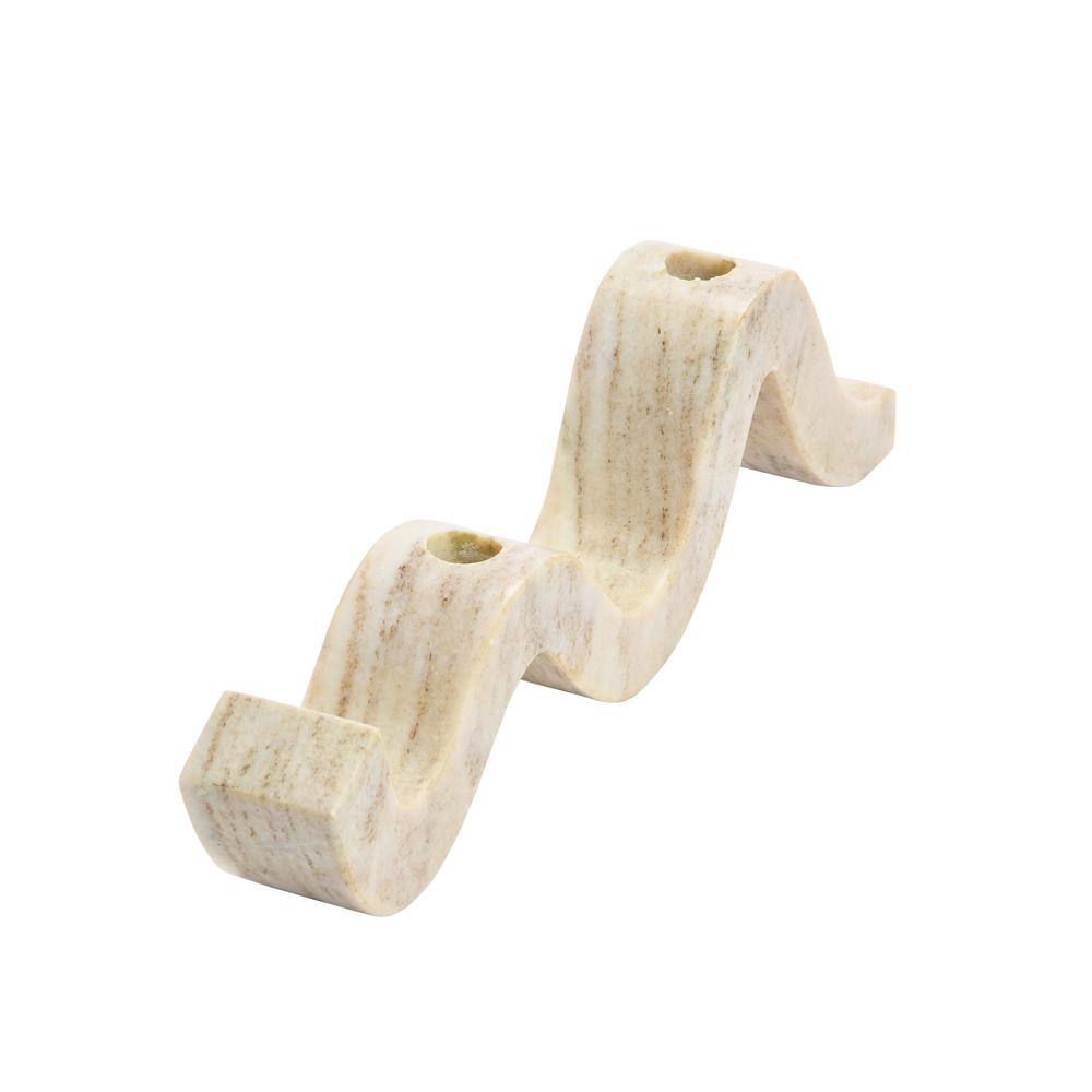 Natural Beige Marble Wave Double Taper Candle Holder