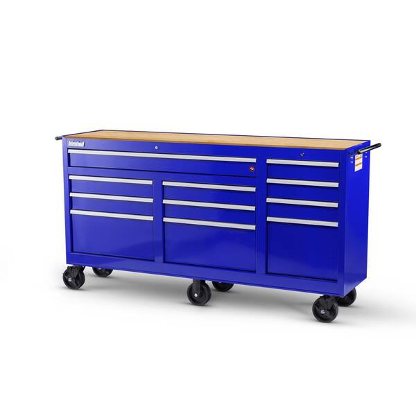 International Workshop Series 73 in. 11-Drawer Cabinet with Wood Top, Blue