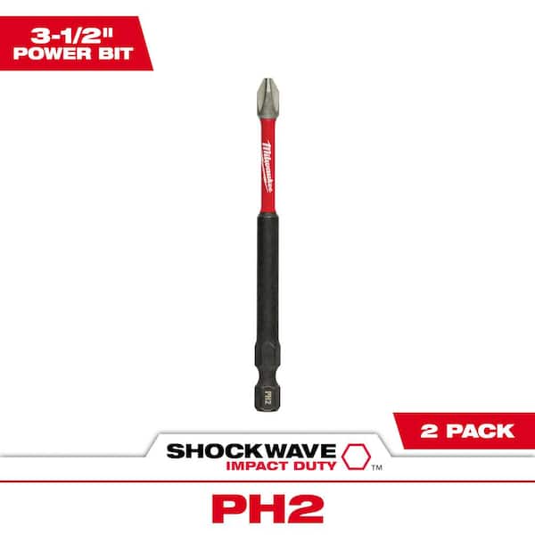 Milwaukee SHOCKWAVE Impact Duty 3-1/2 in. Phillips #2 Alloy Steel Screw Driver Drill Bit (2-Pack)