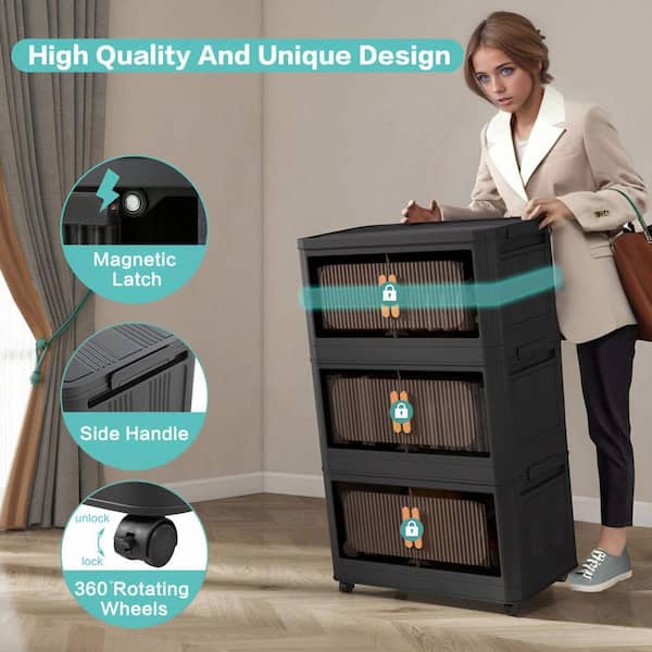 Tileon 4 Tiers Kitchen Pantry, Folding Storage Cabinet