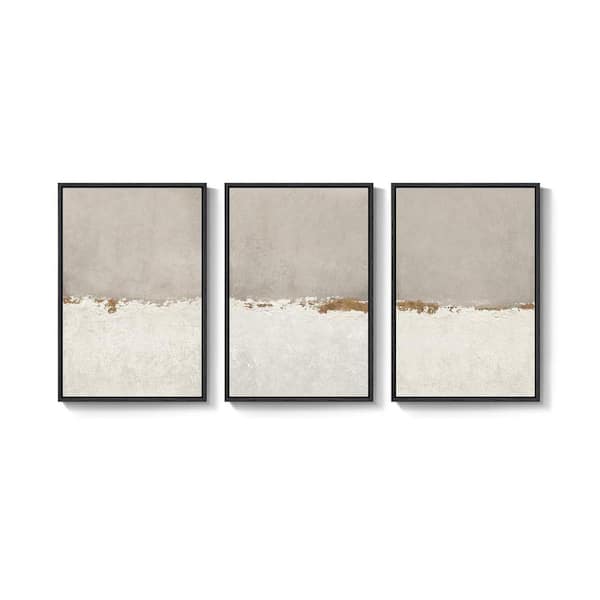 3-Piece Large Framed Beige Neutral Abstract Wall Art Poster, Minimalist ...