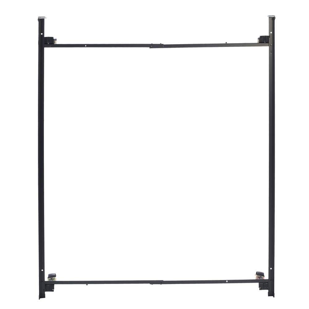 Adjustable Black Metal Twin/Full Bed Frame with Glides