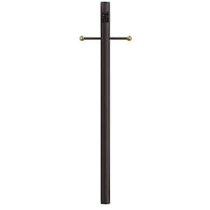 7 ft. Bronze Outdoor Direct Burial Lamp Post with Cross Arm and Grounded Convenience Outlet fits 3 in. Post Top Fixtures