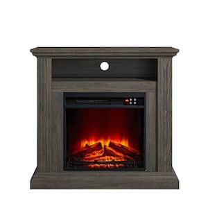 32 in. Freestanding Electric Fireplace in Brown
