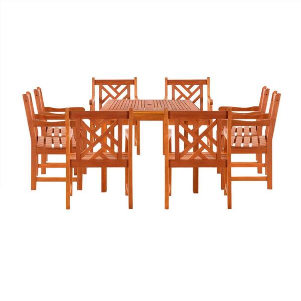 Vifah Malibu 9-Piece Wood Square Outdoor Dining Set