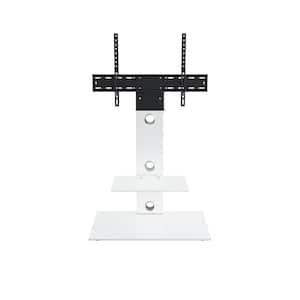 Lesina 28 in. White Metal Pedestal TV Stand Fits TVs Up to 65 in. with Flat Screen Mount
