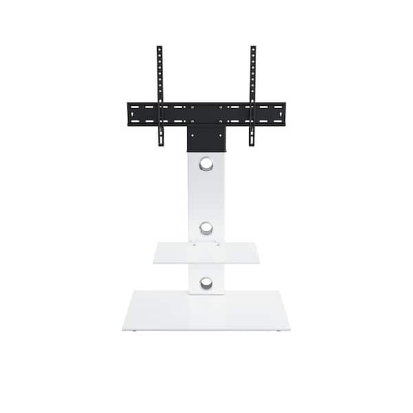 AVF Lesina 28 in. White Metal Pedestal TV Stand Fits TVs Up to 65 in. with Flat Screen Mount