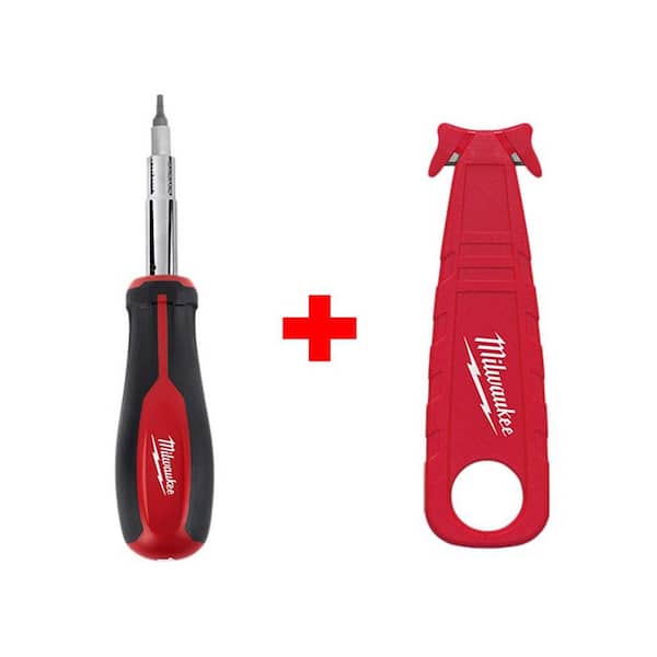 11-in-1 Multi-Tip Screwdriver with Square Drive Bits With Safety Box Cutter