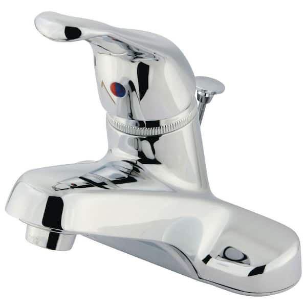 Kingston Brass Wyndham 4 in. Centerset Single-Handle Bathroom Faucet with Brass Pop-Up in Polished Chrome
