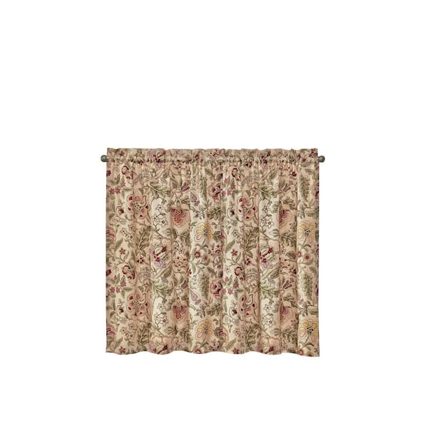 Waverly Imperial Dress Antique Antique Floral Pattern Cotton 52 in. W x 24 in. L Light Filtering Single Rod Pocket Curtain Panel