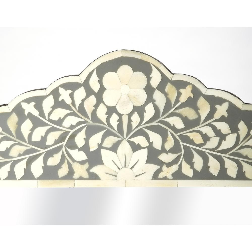 Artisan Crafted Gray and White Bone Inlay 95" Bathroom Vanity Mirror