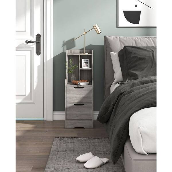 Furniture of America Forstberg 2-Drawer Vintage Gray Oak Nightstand (31.5 in. H x 11.5 in. W x 15.7 in. D)