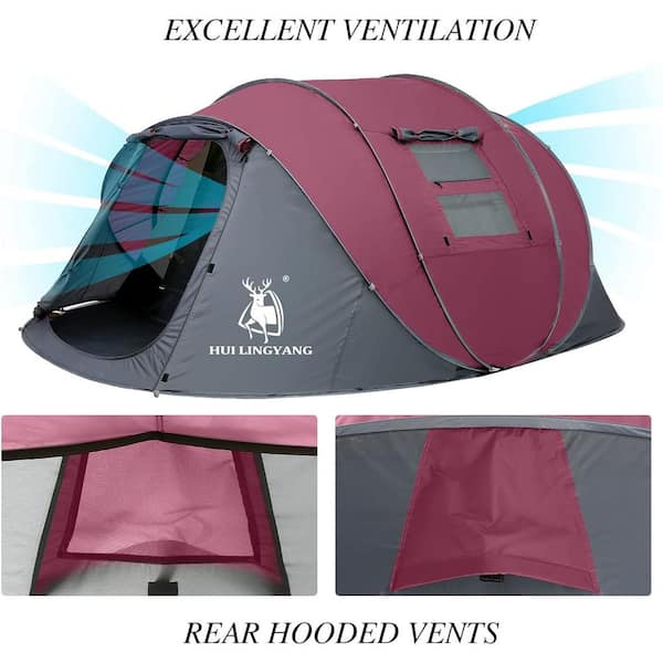 4-6 Person Inflatable Cabin Camping Tent with Canopy, Picnic Blanket -  Waterproof, Easy Setup
