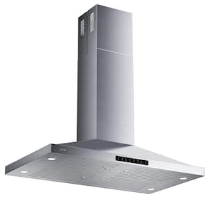 42 in. 700 CFM Convertible Island Range Hood in Stainless Steel with Gesture/Touch Control, LED Lights
