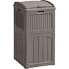 Unbranded 33 Gal. Resin Light Brown Outdoor Hideaway Patio Lid Trash Can TG-10009