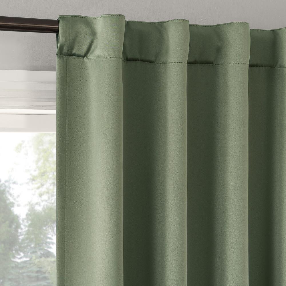 Sage Green Blackout Magnetic Closure Curtain Panel Pair, 52" x 63"