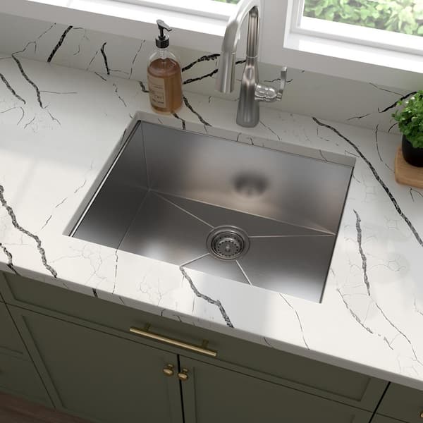 32 in. Undermount Single Bowl Handcrafted 16 Gauge Stainless Steel Kitchen Sink