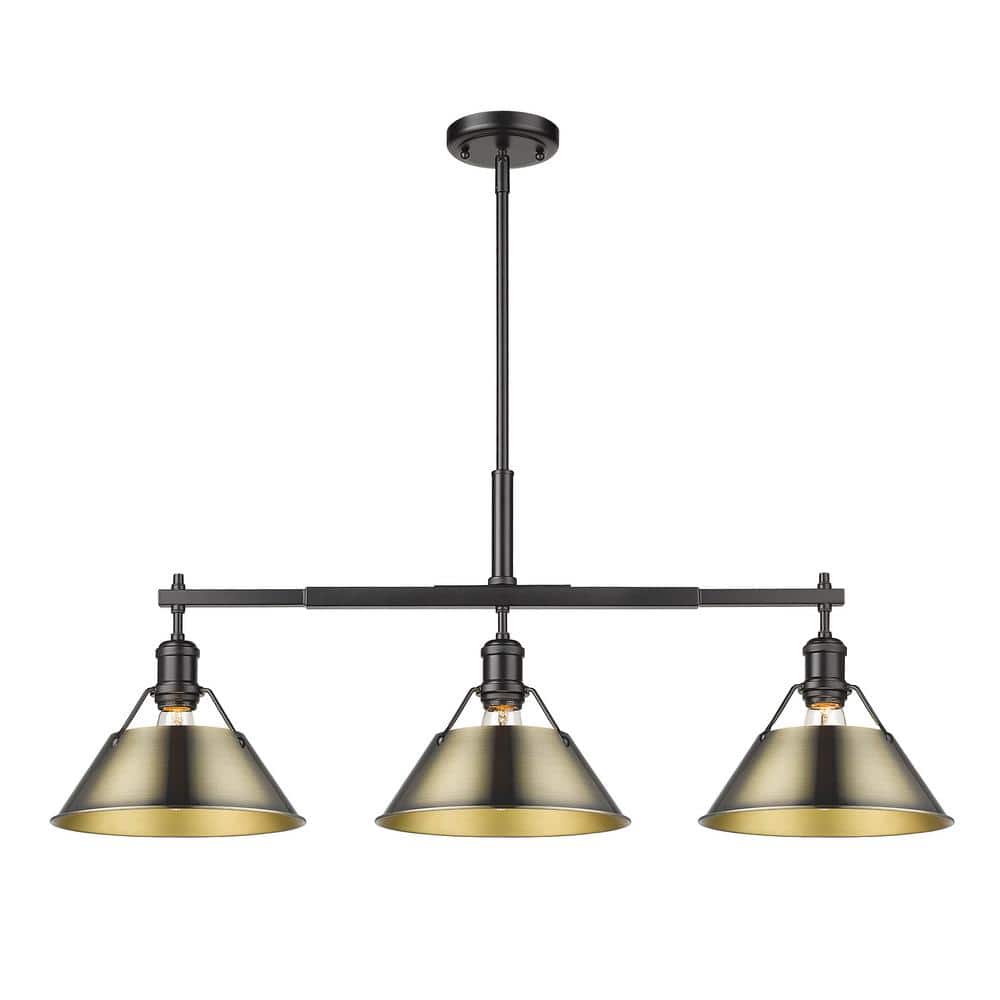 Orwell 100-Watt 3-Light Matte Black and Aged Brass Linear Pendant Light price history on PriceWatchPro