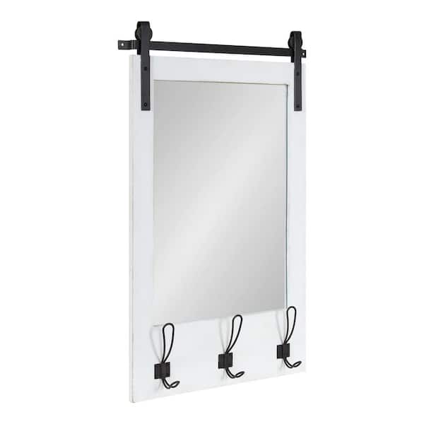 Kate and Laurel Cates 31 in. x 20 in. Classic Rectangle Framed White Wall Accent Mirror
