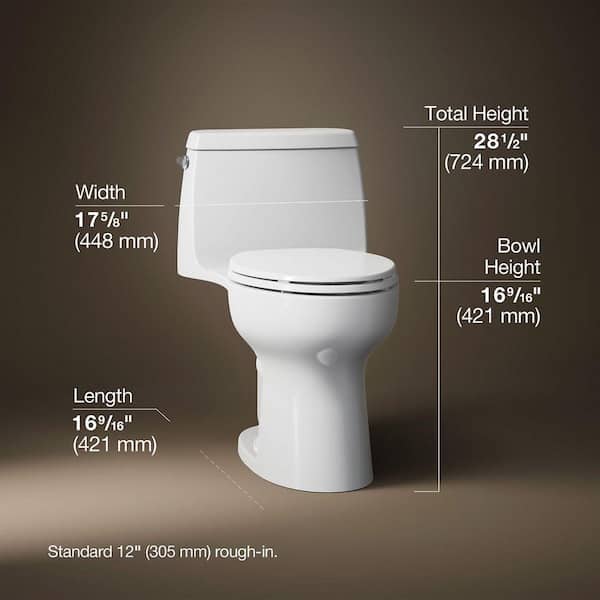 Santa Rosa Continuous Clean 12 in. Rough In 1-Piece 1.28 GFP Single Flush Elongated Toilet in White w/ Soft Close Seat
