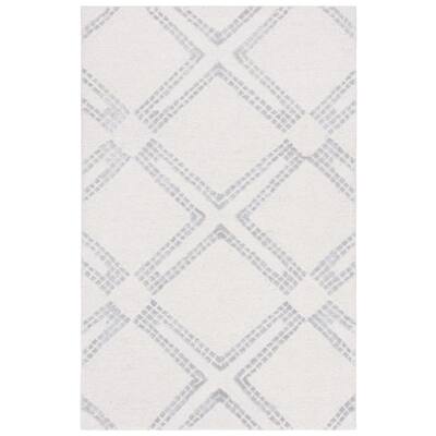 Safavieh Bellagio Collection BLG574G Handmade Trellis Premium Wool Area Rug Ivory 5' x 5' Square Silver Safavieh Bellagio Collection BLG574G Handmade Trellis Premium Wool Area Rug Ivory 5' x 5' Square Silver