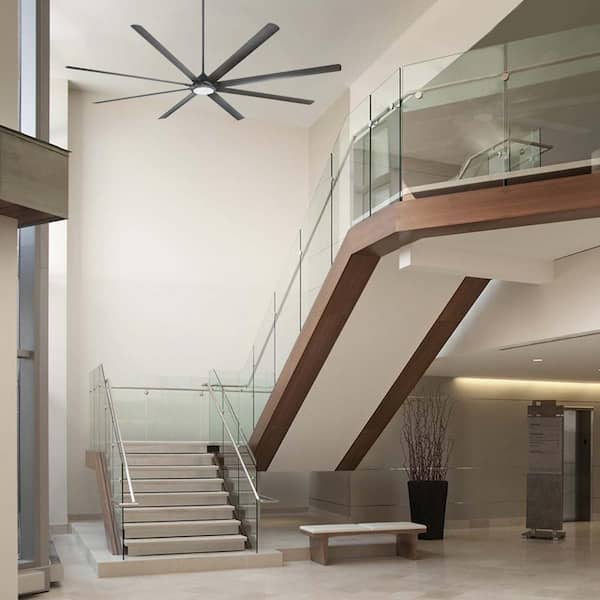 Hydra 10 ft. Integrated LED Indoor/Outdoor Titanium Silver 8-Blade Downrod Mount Smart Ceiling Fan 2700K + Wall Control