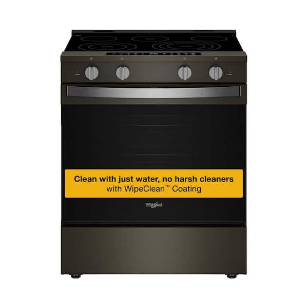 30 in. 5-Burners Smart Slide-In Electric Range in Black-on-Stainless with Air Cooking Technology