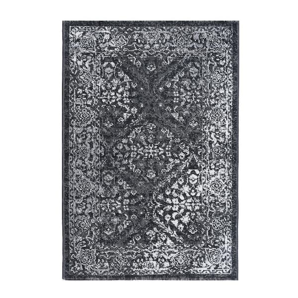 Tayse Rugs Milan Brocade Gray 2 ft. x 3 ft. Indoor Area Rug