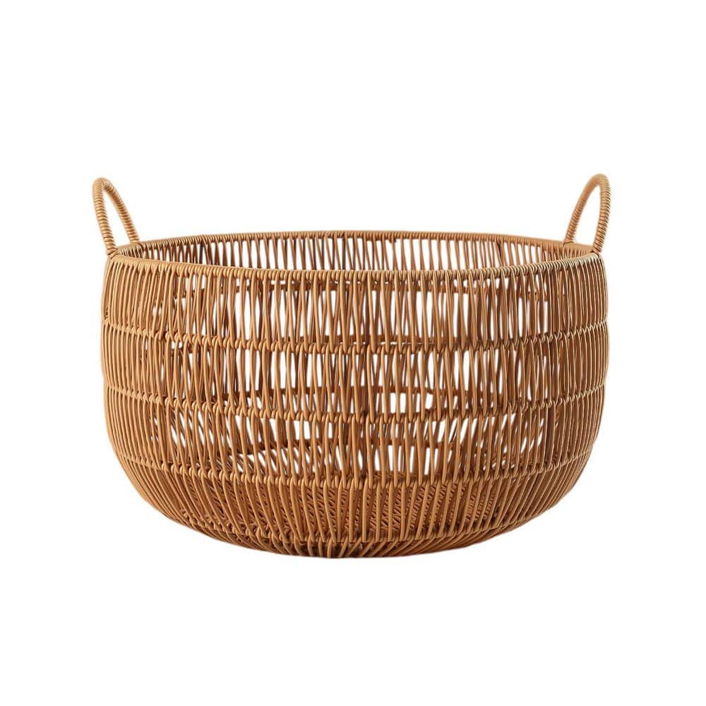 Jeedeson Brown 11.22 in. x 15.94 in. Polypropylene Round Woven