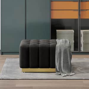 Bergeson Black and Gold Tufted Ottoman