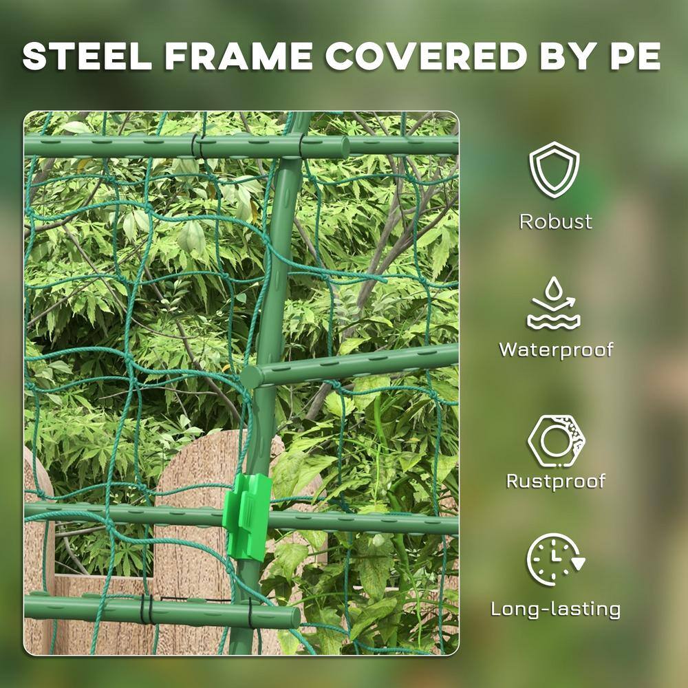 81" Tall Green Metal Garden Trellis for Climbing Plants