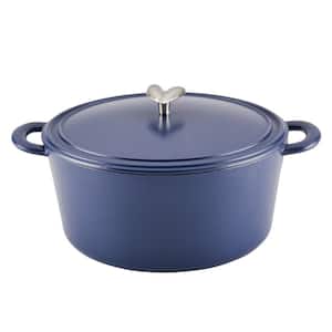 6 qt. Round Anchor Blue Enameled Cast Iron with Lid